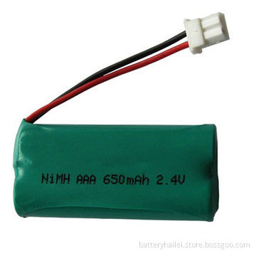 2.4V Rechargeable NiMH Battery Pack, H-AAA, 650mAh x 2